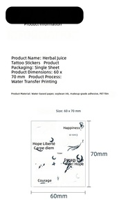 Autocollants de <span class=keywords><strong>tatouage</strong></span> temporaire personnalisés imperméables, motif <span class=keywords><strong>cœur</strong></span> mignon, lettres, jus végétal, écologique, papillon bleu gardénia, longue durée - Product Image 3