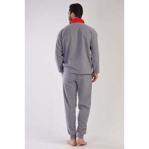 Conjunto de Pijama para Hombre con Cuello Polar, Hombros Caídos, Mangas Largas, Cierre de Cremallera y Puños con Bolsillos - Gris - Gris - Product Image 5