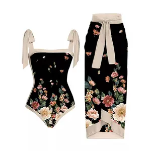 Maillot de bain 2 pièces imprimé Floral, Bandage, Bikini, robe de plage, tendance
