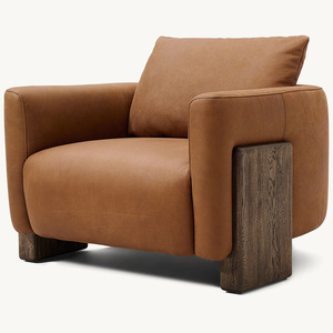 Chaise en lin blanc <span class=keywords><strong>de</strong></span> style américain <span class=keywords><strong>de</strong></span> luxe Rhohohill meubles <span class=keywords><strong>de</strong></span> salon canapé simple chaise longue en bois fauteuil à ossature en bois massif - Product Image 5