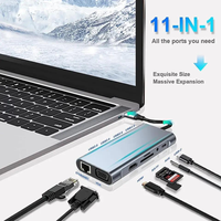 Hub USB C 11 en 1, adaptateur USB Type C 3.0 avec sortie 4K HDTV VGA, Ethernet 100 Mbps, lecteur de carte SD TF pour ordinateur portable, ordinateur de bureau