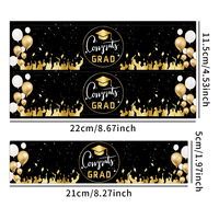 Papel de Regalo Rectangular Negro y Dorado al por Mayor, Pegatinas Decorativas para Botellas de Agua Mineral, Temporada de Graduación, Artículos para Fiestas
