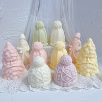 Moldes de silicona para velas de cera de soja con forma de gorro navideño de punto (gorro de Papá Noel), para decoración del hogar en Nochebuena, y molde de silicona para pasteles con forma de gorro de invierno.