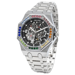 <span class=keywords><strong>Montre</strong></span> <span class=keywords><strong>Homme</strong></span> de Luxe Squelette Creux avec Lunette Diamant Arc-en-ciel, <span class=keywords><strong>Montre</strong></span> Mécanique Automatique - Product Image 6