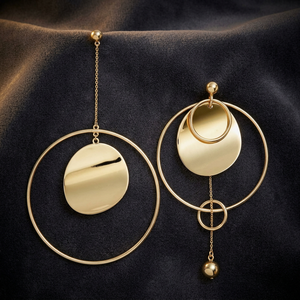 Soumya Creations Handmade Gold-Plated Brass Women's Bohemian Geometric Fashion Party Drop Earrings - Product Image 2
