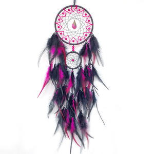 2025 Handmade Bohemian Dream Catcher Wall Hanging Still Life Dark Tone Black Turquoise Feather Bicolor Mesh <b>Metal</b> <b>Art</b> Large - Product Image 5