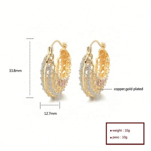 เครื่องประดับทองเคลือบลามิเนต จอยเอเรีย ต่างหูห่วงทองแดงกลวง ชุบทอง 18k เครื่องประดับแฟชั่นสำหรับขายส่ง ต่างหูผู้หญิง - Product Image 6