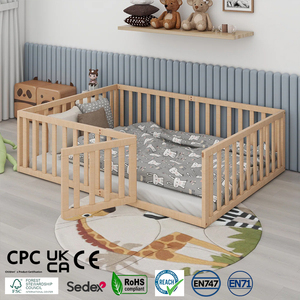 Kleinkind Boden bett mit extra hohen Geländern Holz moderne Einzel bett Etagen bett Großhandel - Product Image 1
