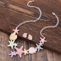 Plage vacances femmes belle étoile de mer émail collier boucles d'oreilles ensemble mode Marine coquille collier ensembles de bijoux