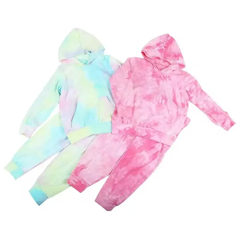 Apparel Christmas kids party wear 7-8 years girls clothes youth clothing trendy Tie-Dye clothes sports wear girls clothes
