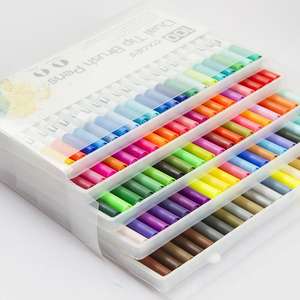 100 stylos pinceaux double embout avec pointe fine pour le dessin artistique, ventes chaudes - Product Image 1