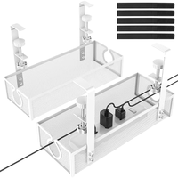 Caja organizadora de cables para debajo del escritorio, sin necesidad de taladrar, organizador de cables metálico, bandeja organizadora de cables para escritorio con abrazadera