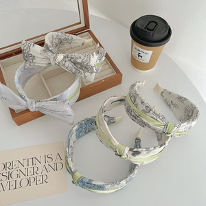 2024 nuova fascia per <span class=keywords><strong>capelli</strong></span> con fiocco stampato primavera/estate fascia per <span class=keywords><strong>capelli</strong></span> annodata - Product Image 2