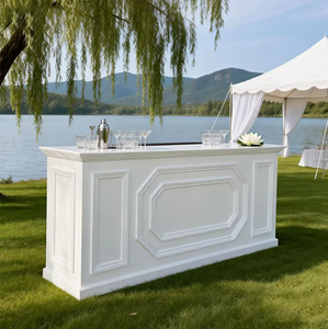 Comptoir de bar mobile élégant pour les mariages et les cocktails, personnalisable, en bois blanc, <span class=keywords><strong>table</strong></span> de bar fonctionnelle pour la réception de mariage - Product Image 1