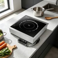 Table de cuisson à induction commerciale intégrée avec boîtier de commande séparé pour cuisine professionnelle