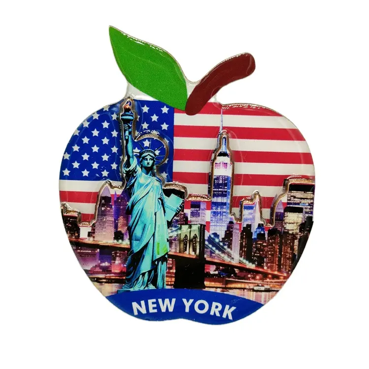 benutzerdefiniertes logo-design touristen-geschenk new york stadt souvenirs holzmagnet nyc souvenir kühlschrank magnet