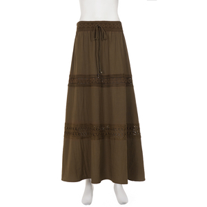 Retro Boho Artistic Lace <b>Patchwork</b> Drawstring <b>Skirt</b> Vacation Relaxed Casual A Line Maxi <b>Skirt</b> for Women - Product Image 6