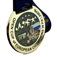 Médaille de sport de luxe en alliage de zinc, à bordure diamantée, lourde, électroplaquée, imprimée UV, sur le thème du boxe, personnalisable