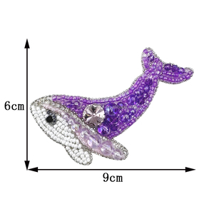 PH083 nuevo parche hecho a mano ballena delfín cuentas parche de lentejuelas de diamantes de imitación para ropa sombrero - Product Image 4