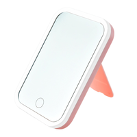 Nouveau miroir de maquillage de bureau en verre personnalisé, pliable, portable, avec support triangulaire et design carré, éclairage de table