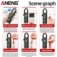 Multimètre à pince numérique ANENG ST213 True RMS 6000 points de mesure, AC/DC automatique 600A, testeur NCV, mesure de la capacité, de la température et du fréquence pour électricien