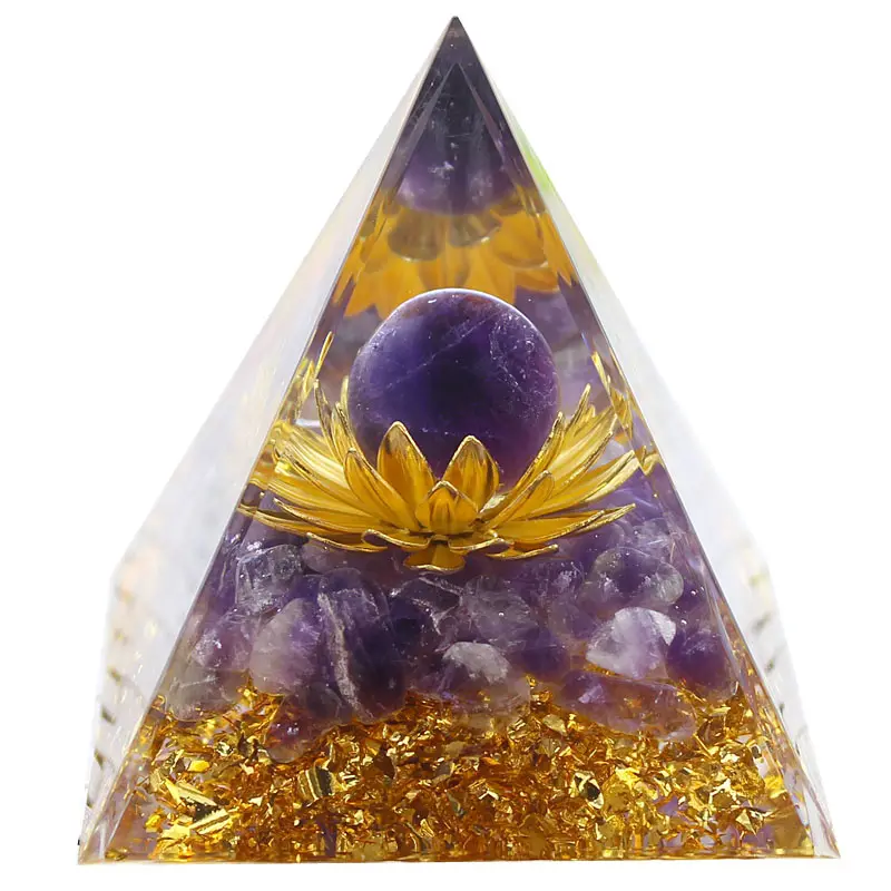 Großhandel Amethyst Kristalle Orgonit Pyramide Heilung Positive Energie Orgon Pyramide Geschenke Artikel Home Decoration Handmade Europe