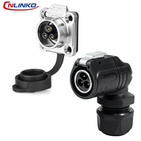 Connecteur Cnlinko LP16 90 degrés 3 broches IP68, connecteur circulaire étanche à visser en plastique, connecteur d'aviation, connecteur électrique