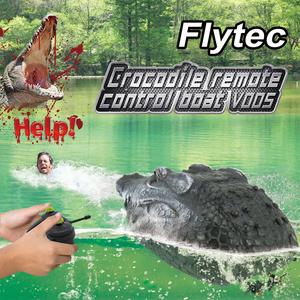 Flytec-barco con cabeza de cocodrilo a control remoto, bote de resina de simulación, decoración de jardín de cocodrilo de broma para agua, piscinas y estanques, V005, 2,4G - Product Image 5