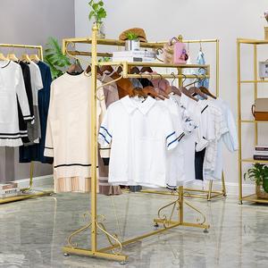 Perchero de pie multifuncional de hierro estilo Art Déco con doble fila para <span class=keywords><strong>ropa</strong></span> de niños y mujeres - Product Image 2