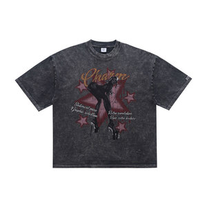 Faded Acid Wash Tee with Custom Glamour Star Print Men's Streetwear Regular Fit Casual Vintage Style 100% Cotton 300g <strong>T</strong>-<strong>Shirt</strong> - Product Image 6