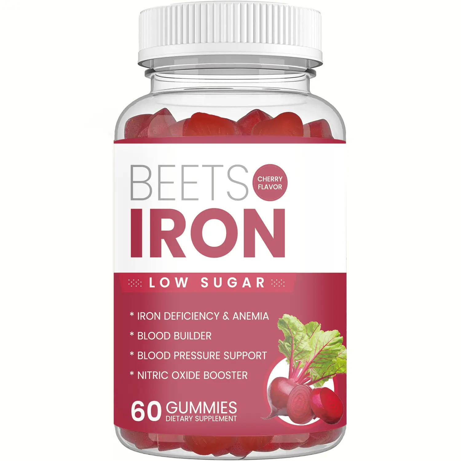 OEM/ODM Superfood Organic Beet Root Gummies Beetroot with Grape Seed Extract Sugar-Free Nitric Oxide Circulation Gummies