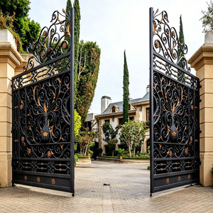 Porte coulissante <span class=keywords><strong>en</strong></span> <span class=keywords><strong>fer</strong></span> <span class=keywords><strong>forgé</strong></span> pour entrée principale, design moderne avec quincaillerie et serrure <span class=keywords><strong>en</strong></span> acier inoxydable - Product Image 6