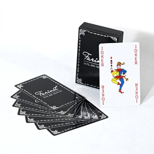 Custom <b>Playing</b> <b>Cards</b> Black Core Silver Foil Stamping Hotel Advertising Logo Printing 57x87mm Rounded Corners - Product Image 1