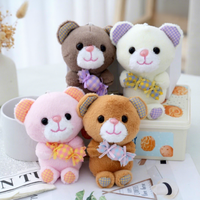 Porte-clés en peluche ours bonbon mignon de 4 pouces, jouet mini poupée moelleuse de dessin animé Kawaii, breloque de sac, pendentif, porte-clés