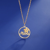 Collier pendentif fleur « Maman » en acier inoxydable, chaîne à maillons, cadeau idéal pour la fête des mères, best-seller