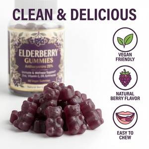 Fabricante de Gomitas de Saúco a Granel con Etiqueta Privada OEM, Vitaminas C, Zinc, D3, Equinácea, Apoyo Inmunológico, Gomitas Veganas con Pectina - Product Image 3