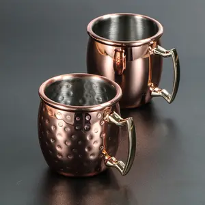 Mini tazas de cobre de 2 oz para Moscow Mules, taza de cobre inoxidable de 2 oz para Moscow Mules, copa de cobre inoxidable de 60ml