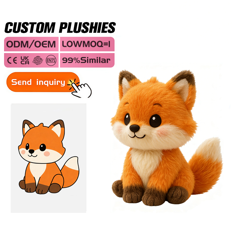Customized Cartoon Cute Fox Plush Toy PP Cotton Embroidered Design-Exquisite Small Animal Toy For Rainforest Adventure