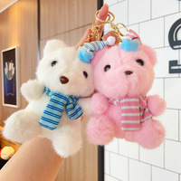 Porte-clés en peluche ours en peluche mignon de 12 cm avec écharpe, 4 couleurs, cadeau parfait pour les enfants, jouet porte-clés, pendentif pour sac à dos, jouet en peluche