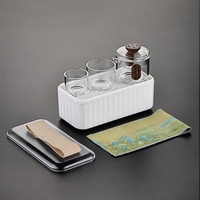 Service à thé de voyage moderne, luxueux, écologique et portable, en aluminium et mélamine, avec pot et quatre tasses, pour la maison et l'extérieur, en porcelaine fine pour le café