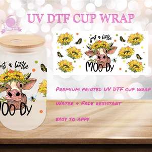 UV DTF <span class=keywords><strong>Cup</strong></span> Wrap-Animales Impreso 16oz Libbey <span class=keywords><strong>Glass</strong></span> <span class=keywords><strong>Cup</strong></span> PNG Wrap, Listo para aplicar <span class=keywords><strong>Cup</strong></span> Wrap - Product Image 3