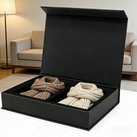 Boîte cadeau pliable de luxe en carton rigide noir mat avec logo personnalisé de qualité supérieure, fermeture magnétique
