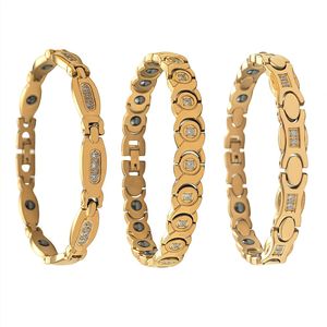 Bracelet magnétique en acier inoxydable et zircon pour femme, couleur or, bijoux de luxe <span class=keywords><strong>tendance</strong></span>, vente en gros d'usine, en stock - Product Image 2