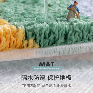 Bathroom Mat <b>Rainbow</b> Pattern Flocked Absorbent Anti-Slip Floor Mat Rectangle Blended Material Cartoon Design - Product Image 5