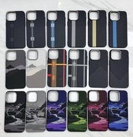 Étui LUXO Design pour iPhone 15 Pro Max, classique, triple rayures, fin, en PC, magnétique, en fibre de carbone, avec cadre de caméra en métal