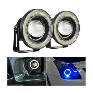 Car Angel Eye Fog <b>Light</b> High Power Bright Halo Angel Eye Rings 3.5 Inch <b>Projector</b> Lens Headlight With Daytime Running <b>Light</b> - Product Image 1