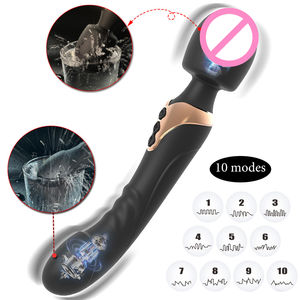 Vibrateur double tête en silicone - 10 modes de vibration, stimulation du point G et clitoridienne, rechargeable par USB, étanche, masseur AV en gros - Product Image 2