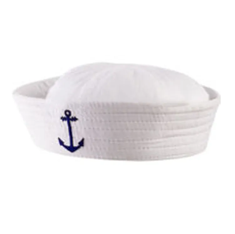 custom design high quality white embroidered sailor hat