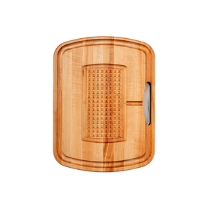 Planche à découper en érable extra épaisse, 5,5 cm d'épaisseur, avec rainure pour le jus, design pyramidale stabilisatrice, forme rectangulaire - Product Image 1