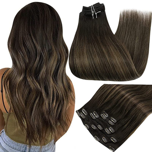 Extensiones de <span class=keywords><strong>Cabello</strong></span> Humano con Clip, Color Chocolate Marrón <span class=keywords><strong>Balayage</strong></span>, Invisibles, Onduladas, Largas, para Mujer, Cobertura Completa - Product Image 3